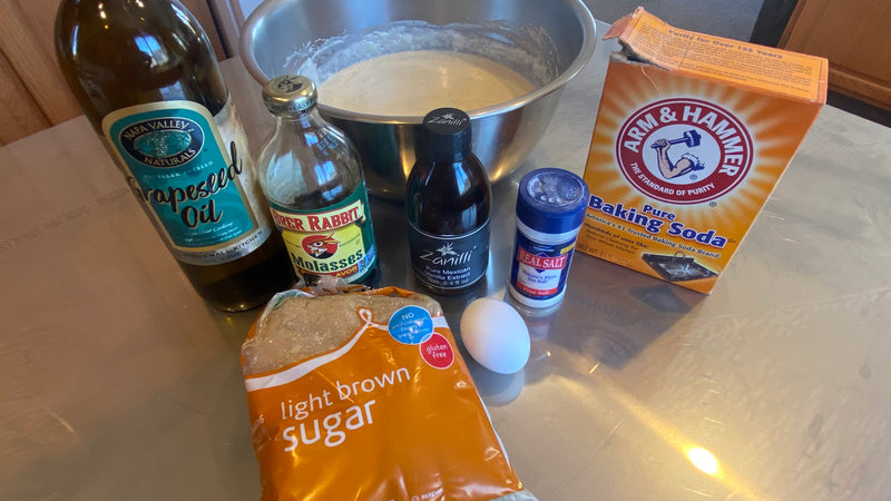 Making pancake or waffle batter or dough for cinnamon rolls.